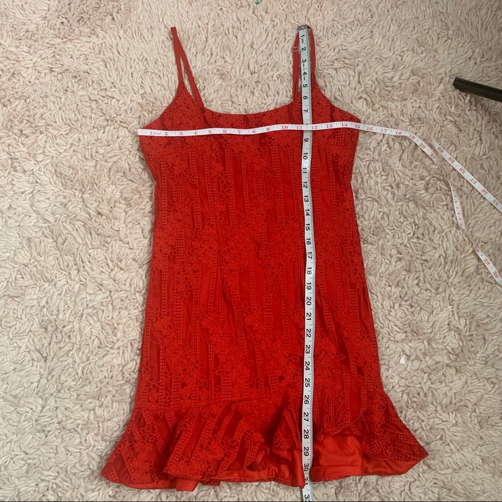 Hello Molly Red Mini Dress with Ruffle Hem - Picture 14 of 15